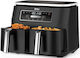 Ninja Foodi Dual Zone Air Fryer with Double Detachable Bucket 7.6lt Black