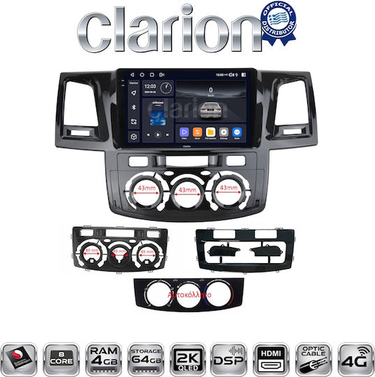 Clarion Ηχοσύστημα Αυτοκινήτου για Toyota Hilux 2005 > 2016 με Clima (Bluetooth/USB/WiFi/GPS/Apple-Carplay/Android-Auto)