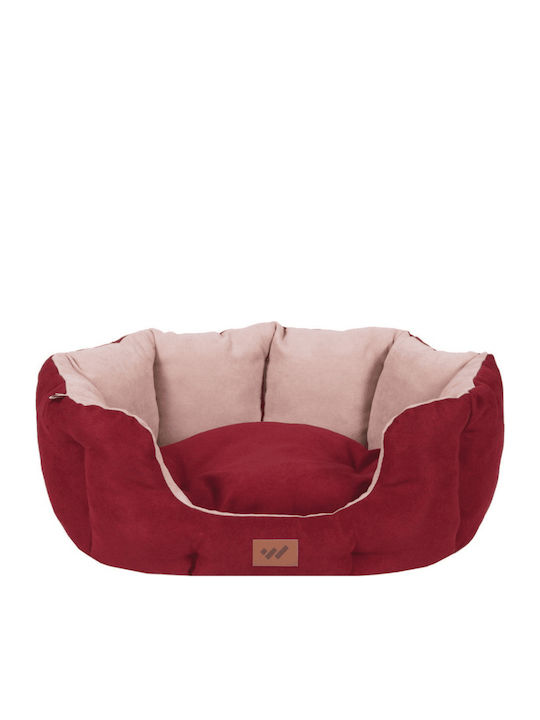 Canapea Ovală pentru Câini și Pisici Woof Moda Catifea Bordeaux Nr.3 45x57x24cm