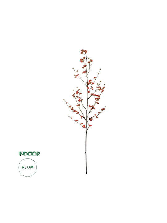 Globostar Artificial Garden Red Cherry Blossom Branch 21455 Artificial Decorative Red Cherry Branch Y101cm