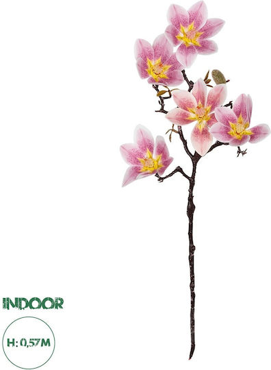 Globostar Artificial Garden Ping Magnolia Branch 21424 Τεχνητό Διακοσμητικό Κλαδί Ροζ Μαγνόλια Y57cm