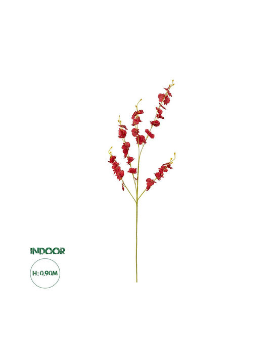 Globostar Ramură Decorativă Artificială Orhidee Roșie Y90cm