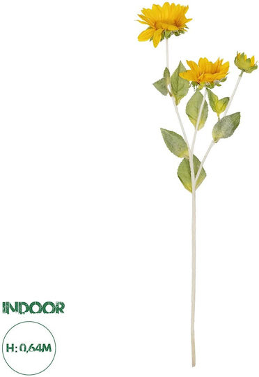 Globostar Artificial Decorative Yellow Sunflower Branch 21384 Y64cm