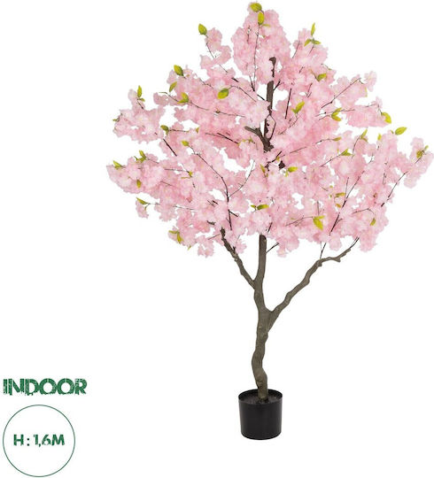 Globostar Künstlicher Garten Rosa Kirschblütenbaum 20677 Dekorativer Künstlicher Rosa Kirschblütenbaum H160cm