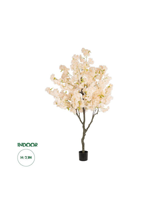 Globostar Artificial Garden Salmon Cherry Blossom Tree 20680 Decorative Artificial Tree Soft Pink Cherry Blossom H200cm