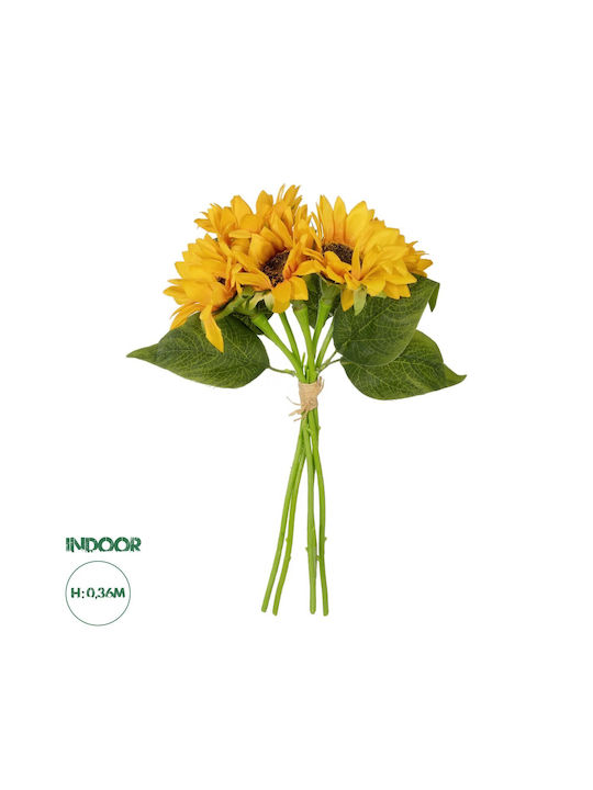 Globostar Artificial Garden Yellow Sunflower Branch 21385 Τεχνητό Διακοσμητικό Μπουκέτο Ηλιοτρόπιο Κίτρινο Y36cm