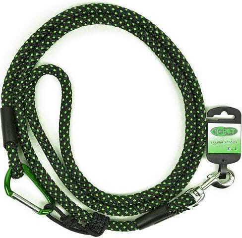 Lesă reglabilă de plimbare Ropet 13mm X 110-200cm Negru-Verde