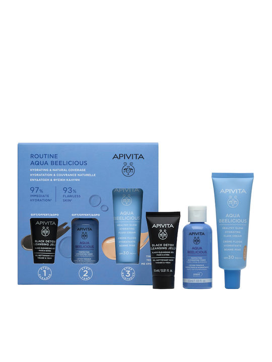 Apivita Aqua Beelicious Hautpflegeset für Feuchtigkeitsspendend & Aufhellung 3Stück