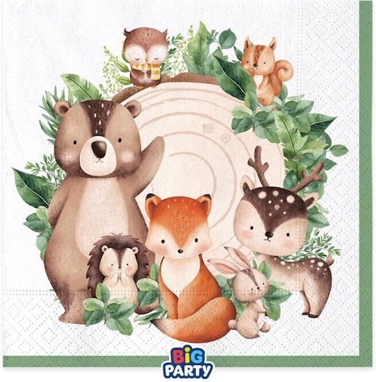 Servietten 33 x 33 cm Waldtiere 16 Stück