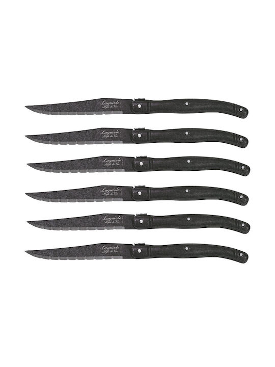 Laguiole Black Stonewash Μαχαίρια Steak από Ανοξείδωτο Ατσάλι 6τμχ