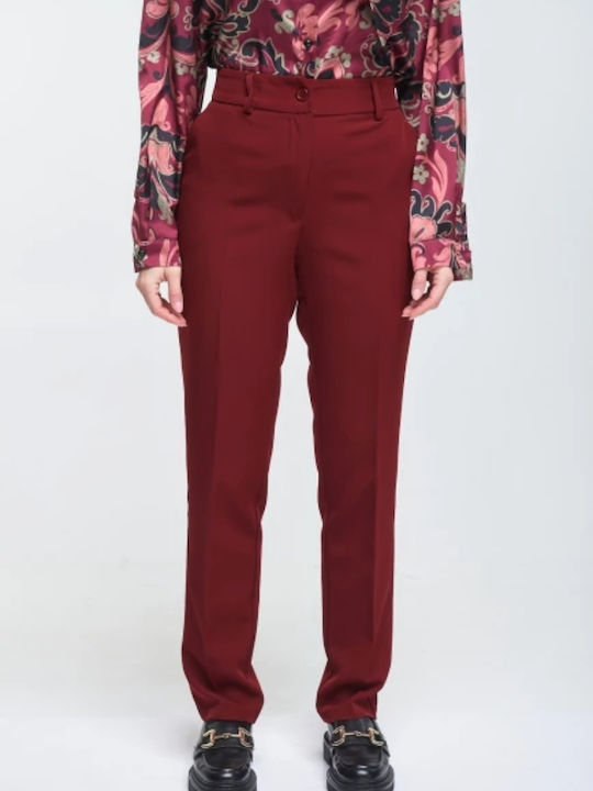 Fibes Women's Burgundy Set with High-waisted Pa...
