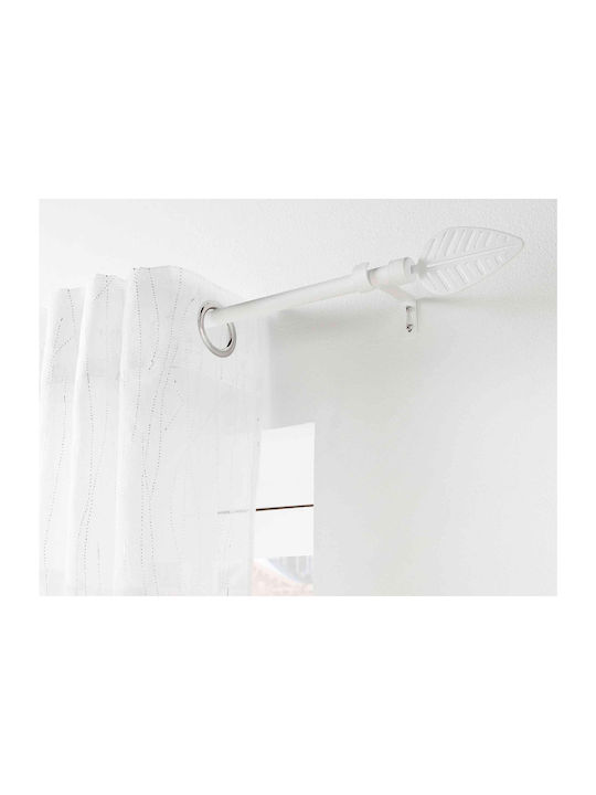 Douceur d'Intérieur Extendable Metallic Curtain Pole Stylea Single Φ19mm 210-120cm White