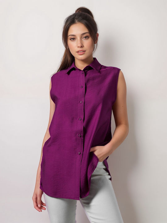 Fără mâneci Femei Cămașă Purple