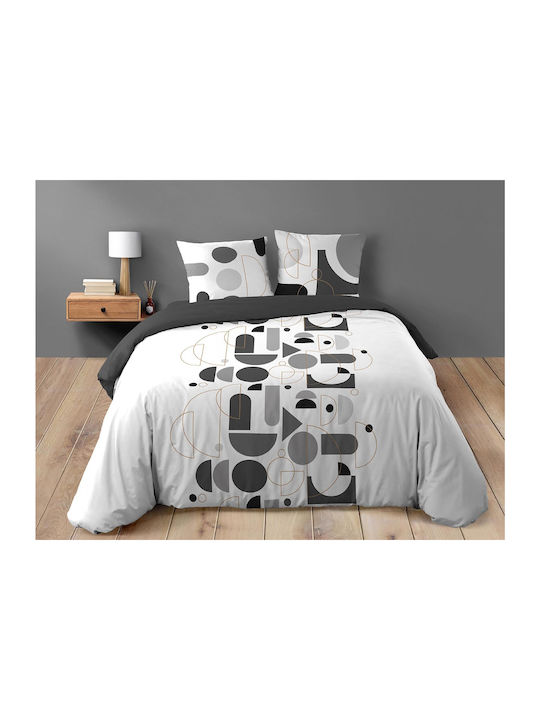 Douceur d'Intérieur Bettbezug-Set Baumwolle Übergröße mit 2 Kissenbezügen 220x240 Chilipop Gray