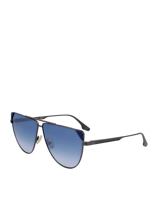 Victoria Beckham Damen Sonnenbrille mit Blau Metall Gestell und Blau Linse