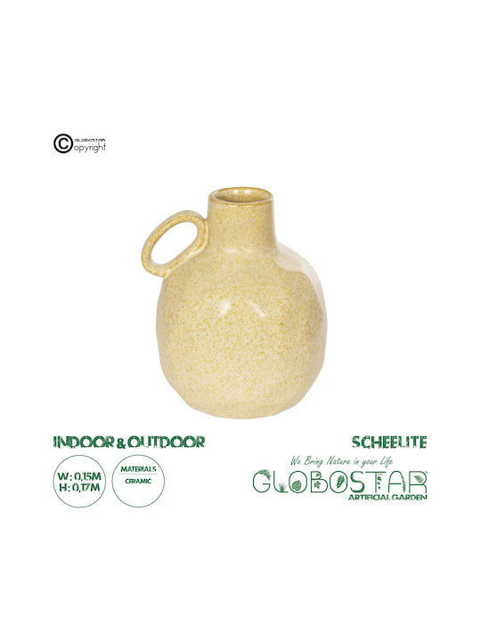 Globostar Artificial Garden Scheelite 21507 Decorative Ceramic Vase Beige Φ15 X H17 Cm
