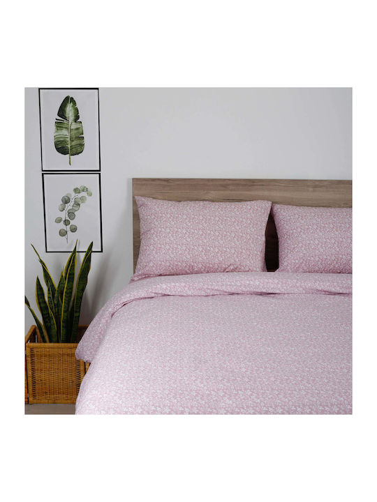 White Fabric Matilda Σετ Σεντόνια King Size 260x270εκ. Ροζ (4τμχ)