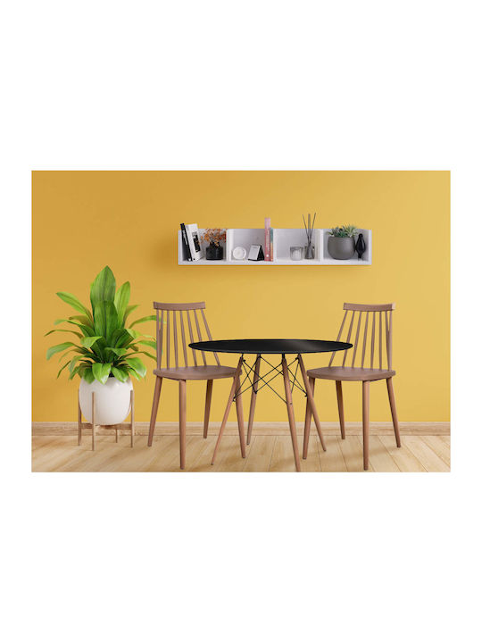 Fiorino Round Τραπέζι Τραπεζαρίας Ξύλινο 80x80x74εκ.