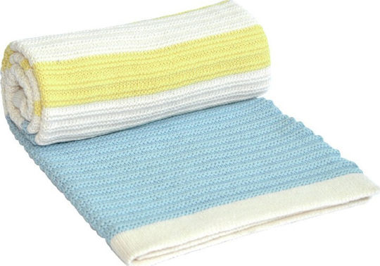 Kikka Boo Κουβέρτα Αγκαλιάς & Λίκνου Stripes Πλεκτή Μπλε 75x100εκ.