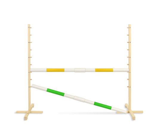 Jumping Obstacle Hobby Horse 160cm H-120 Cm Two Bars Yellow Green