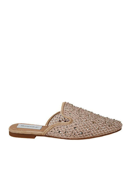 Flat Mules in Gold Color