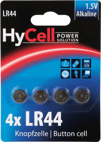 Ansmann Hycell LR44 Packung mit 4 nicht wiederaufladbaren Batterien Knopfzellen in Blisterpackungen