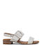 Leather Women's Flat Sandals Anatomic in Beige Color