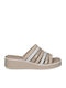 Leather Women's Flat Sandals in White Color