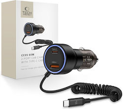 Tech-Protect Cc05 Încărcător Auto cu Porturi 1xUSB-A 1xType-C și Cablu Type-C