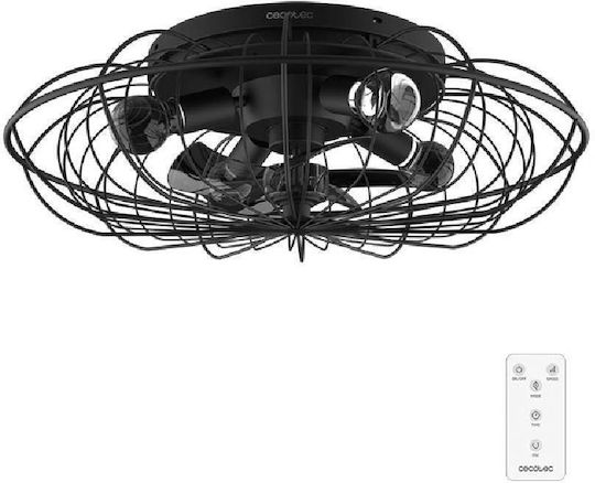 Cecotec EnergySilence Lampaero 650 Iron Ceiling Fan with Light Fixture Black