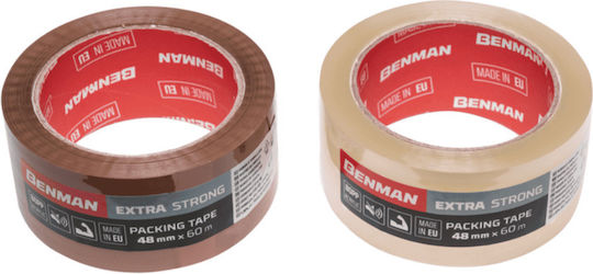Benman Ταινία Συσκευασίας Αθόρυβη 50mm x 60m σε Καφέ Χρώμα