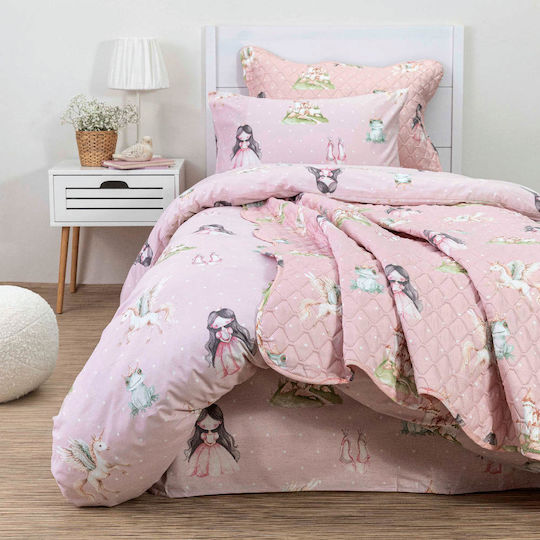 Borea Kinderdecken Einzeln mit Kopfkissenbezug Rosa 160x220cm