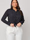 Women's Polka Dot Long Sleeve Shirt Black