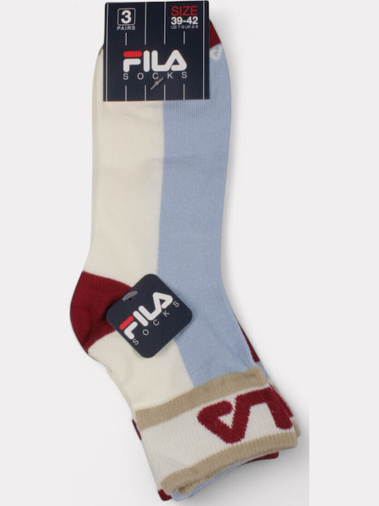 FILA Quarter Women's Socks Wine Cream 3Pack