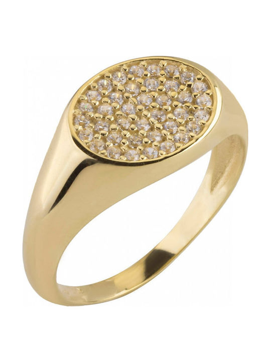 Mertzios.gr Damen Chevalier Ring mit Zirkonia aus Gold 9K