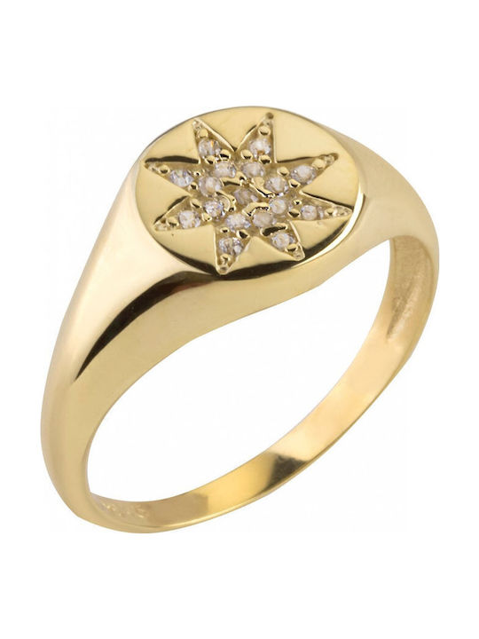 Mertzios.gr Damen Chevalier Ring mit Zirkonia aus Weißgold 9K