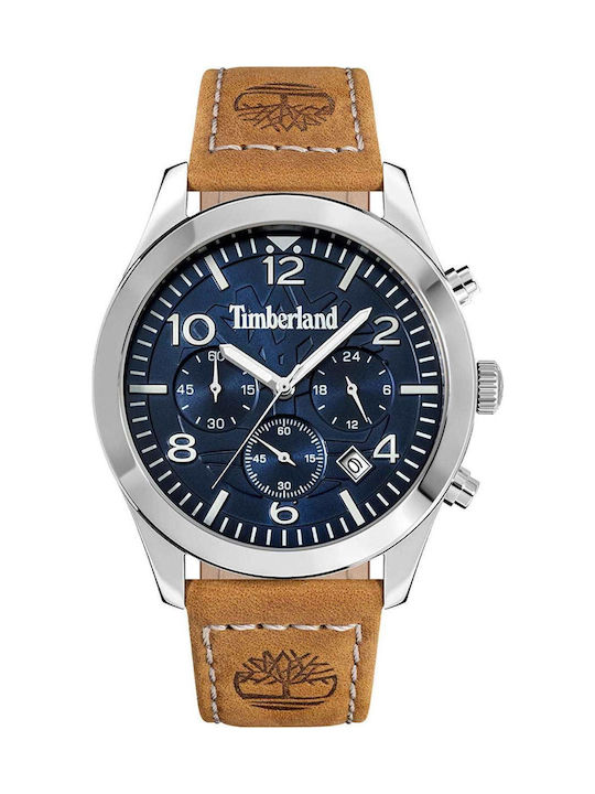 Timberland Men's Watch Chronograph Battery with Brown Leather Strap