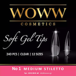 Woww Cosmetics Soft Gel Връхчета за нокти Прозрачни 240бр №1 Среден стилето 4.04.0.0079