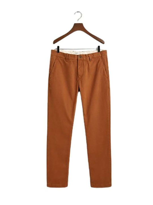 Gant Trousers Chino Elastic in Slim Fit Ochre