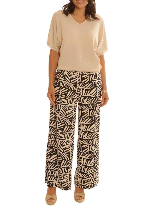 Pomodoro Women's Fabric Palazzo Pants with Elastic