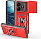Orso Combo Kickstand Slide Back Cover Plastic Roșu (Poco M7 Pro 5G)