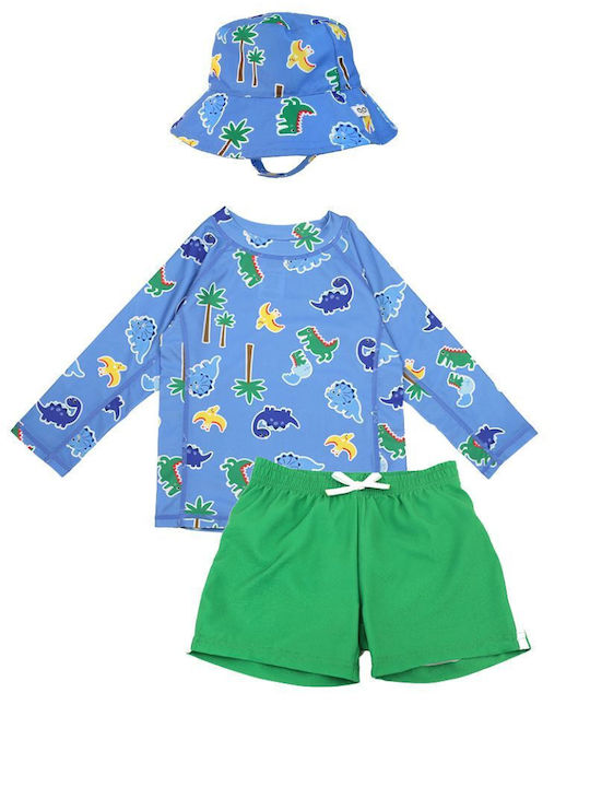 Zoocchini Kids Swimwear Swimwear Set with Hat Blue