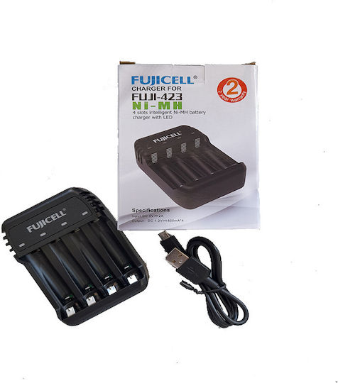 Fujicell Charger 4 Batteries Ni-MH Size AA