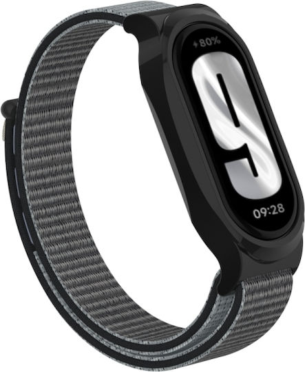 Xiaomi Smart Band 8 9 Θήκη Pc + Loop Nylon Hook Loop Fastener Band Watch Anchor Grey