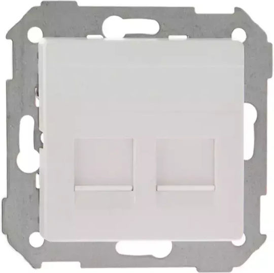 Kontakt-simon Simon 82 Double Ict Socket Cover 2xrj Flat Adapter Screened White 82006-30