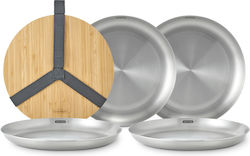 Black & Blum Teller 25,6 cm Edelstahl Grau Picknick-Set mit 4 Teilen