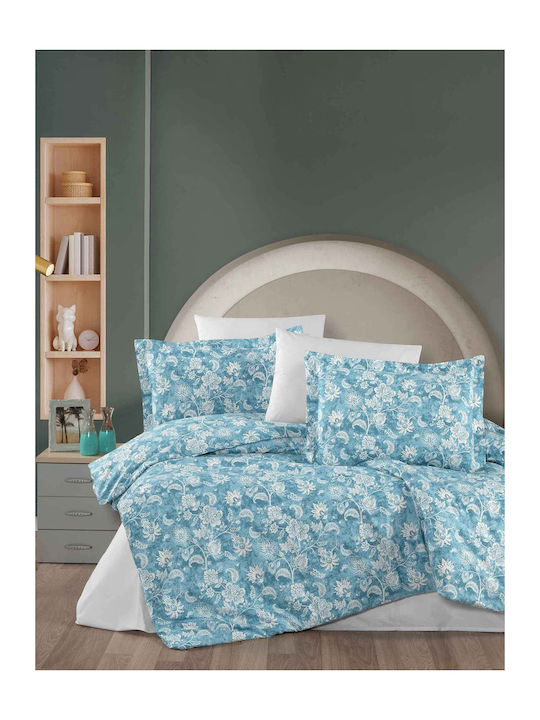 Madi Bettbezug-Set Baumwolle Übergröße mit 2 Kissenbezügen 220x240 Harmony Blau