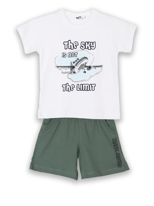 Nek Kids Wear Kinderbekleidungsset mit Shorts Weiß 2 Stück