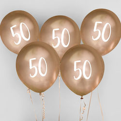 Latexballons Gold 50. Geburtstag 5 Stk