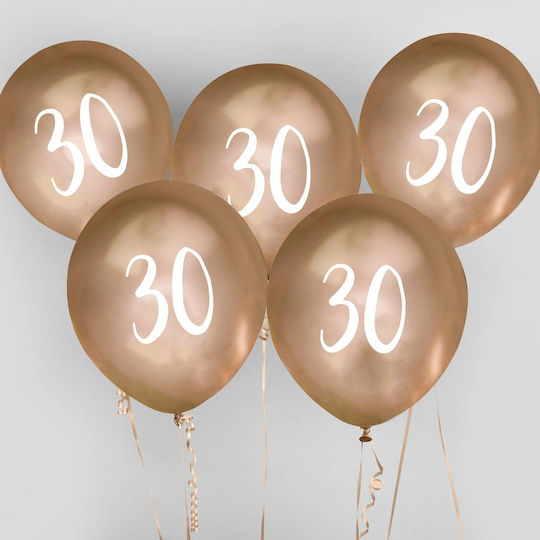 Λάτεξ Μπαλόνια Χρυσά 30th Birthday 5 Τεμ